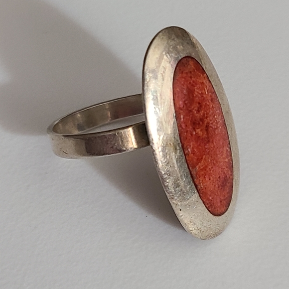 Vintage native navajo spiny oyster sterling silver ring adjustable sz 7 8 9 10 - Picture 10 of 14